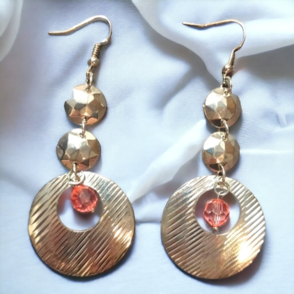 Silver with pink beads earrings